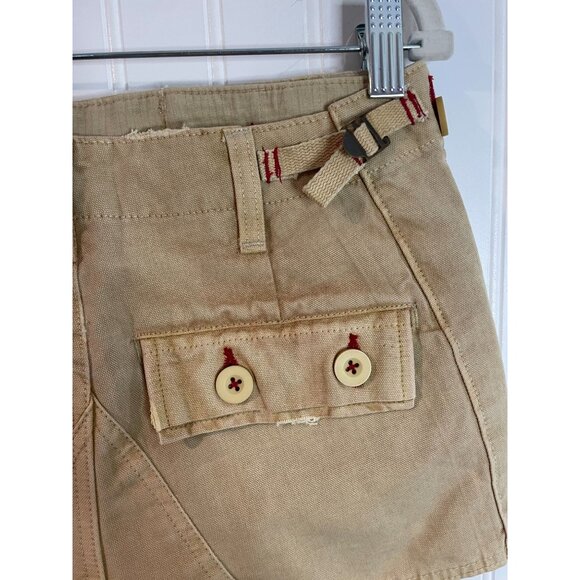 Free People Beige Cotton High-Waisted Pleated Shorts With Button Womens Size 0 - Picture 7 of 14